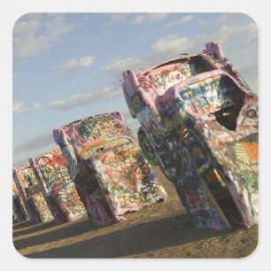 Adesivo Quadrado EUA, TEXAS, Área de Panhandle, Amarillo: Cadillac