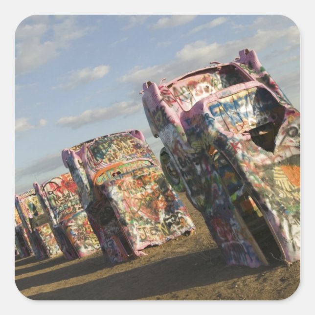 Adesivo Quadrado EUA, TEXAS, Panhandle Area, Amarillo: Cadillac (Frente)