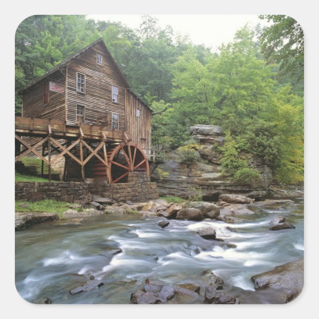 Adesivo Quadrado EUA, Virgínia Ocidental, Babcock SP. Rustic Glade (Frente)