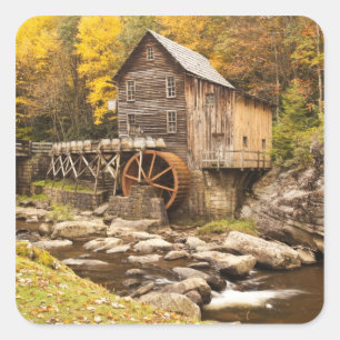 Adesivo Quadrado EUA, Virginia Ocidental, Clifftop. Estado Babcock 