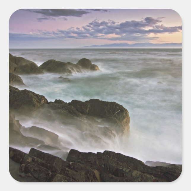 Adesivo Quadrado EUA, Washington, Ilhas San Juan. Acidente de ondas (Frente)