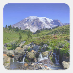 Adesivo Quadrado EUA, Washington, Mt. Rainier NP, Mt. Rainier e 2