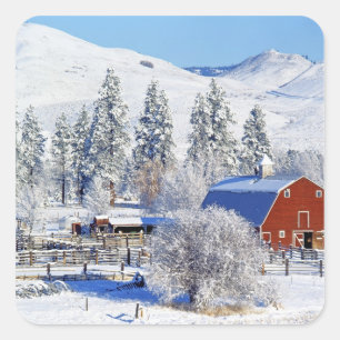 Adesivo Quadrado EUA, Washington, vale de Methow, celeiros dentro