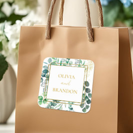 Adesivo Quadrado Eucalyptus Botanical Greenery Leaves Wedding