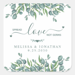Adesivo Quadrado Eucalyptus Botanical Spread Love Not Germs Weding