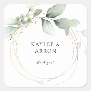 Adesivo Quadrado Eucalyptus Glow Dourado Greenerescência Obrigado 