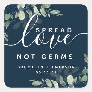Adesivo Quadrado Eucalyptus Spread Love Not Germs Manitizer