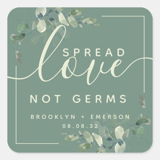 Adesivo Quadrado Eucalyptus Spread Love Not Germs Manitizer Sq (Frente)