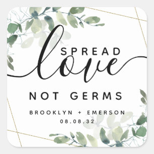 Adesivo Quadrado Eucalyptus Spread Love Not Germs Manitizer Sq