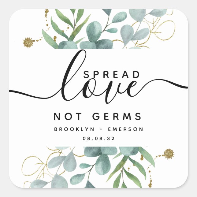 Adesivo Quadrado Eucalyptus Spread Love Not Germs Manitizer Sq (Frente)