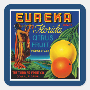Adesivo Quadrado Eureka Florida Citrus