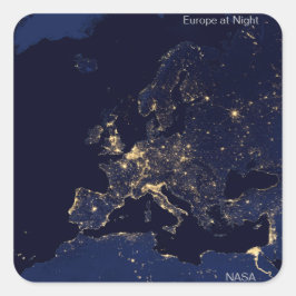 Adesivo Quadrado Europa à noite pela NASA