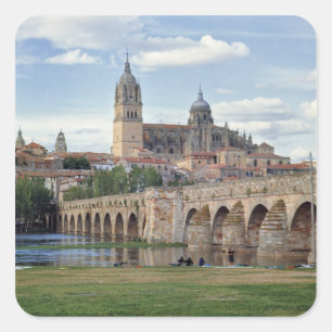 Adesivo Quadrado Europa, Espanha, Salamanca. A ponte romana sobre