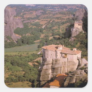 Adesivo Quadrado Europa, Grécia, Tessália, Meteora, Kastraki.