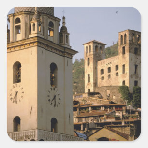 Adesivo Quadrado Europa, Itália, Ligúria, Dolceacqua: Riviera di