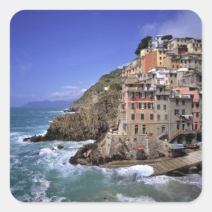 Adesivo Quadrado Europa, Itália, Riomaggiore. Riomaggiore é constru