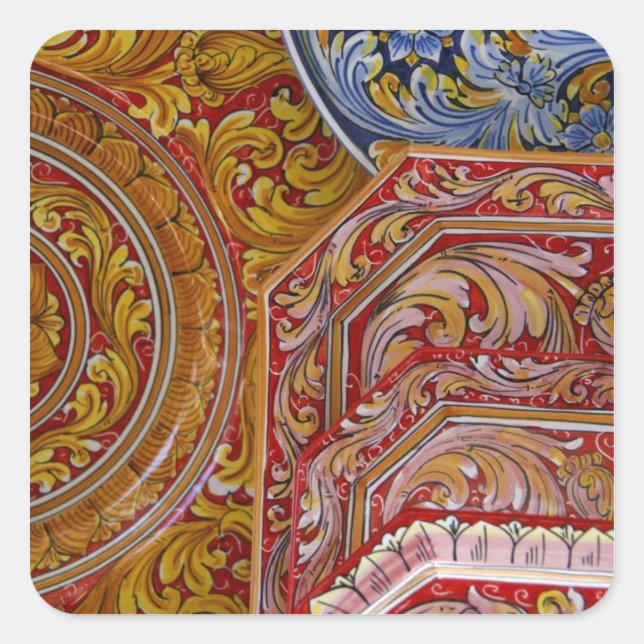 Adesivo Quadrado Europa, Itália, Sicília, Taormina. Tradicional 2 (Frente)