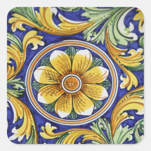 Adesivo Quadrado Europa, Itália, Sicília, Taormina. Tradicional 4