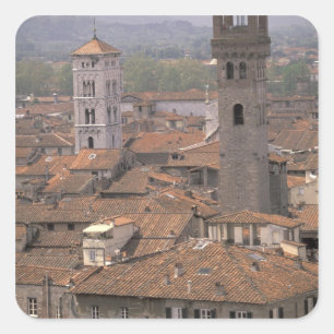 Adesivo Quadrado Europa, Itália, Toscana, Lucca, Panorama da cidade