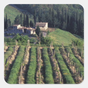 Adesivo Quadrado Europa, Itália, Toscana. Vila cênica chipre.