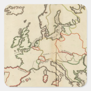 Adesivo Quadrado Europa, montanhas e rios