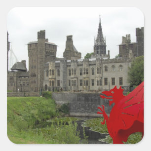 Adesivo Quadrado Europa, País de Gales, Cardiff. Castelo de Cardiff