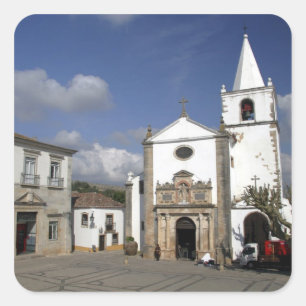 Adesivo Quadrado Europa, Portugal, Obidos. Igreja de Santa Maria em