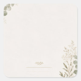 Adesivo Quadrado European Wedding Invitation in Olive Green