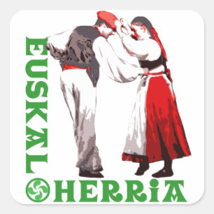 Adesivo Quadrado Euskal Herria: dançarinos Basque tradicionais,