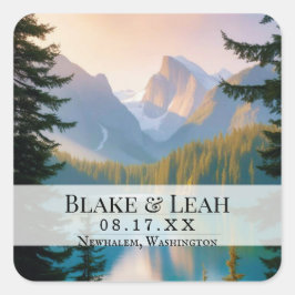 Adesivo Quadrado Evento Personalizável Data de Casamento Vinheta Mo