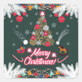 Adesivo Quadrado Evergreen Joy do Natal