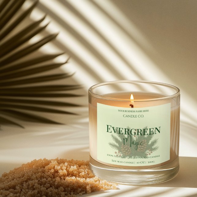 Adesivo Quadrado Evergreen Magic Christmas Candle Label | Custom (Criador carregado)