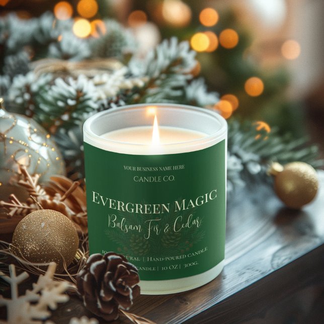 Adesivo Quadrado Evergreen Magic Christmas Candle Label | Custom (Criador carregado)