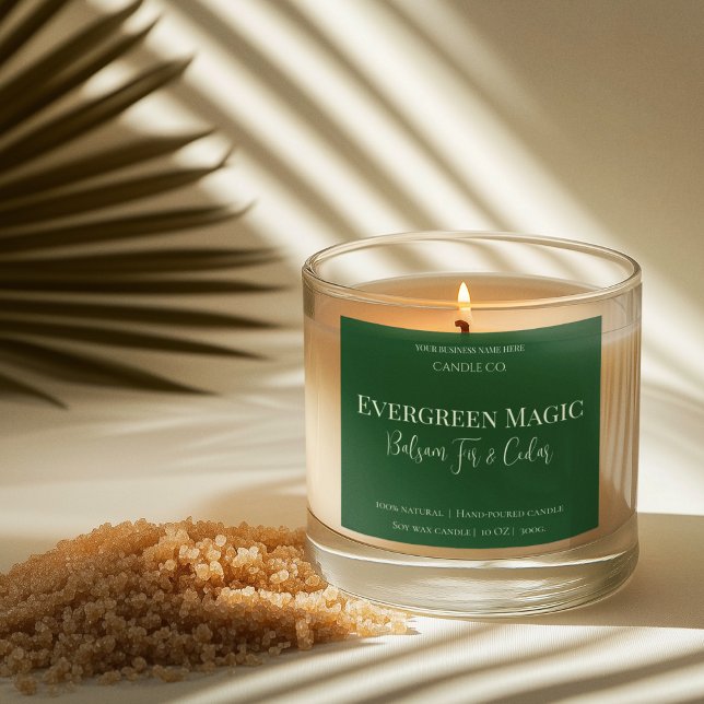 Adesivo Quadrado Evergreen Magic Christmas Candle Label | Custom (Criador carregado)