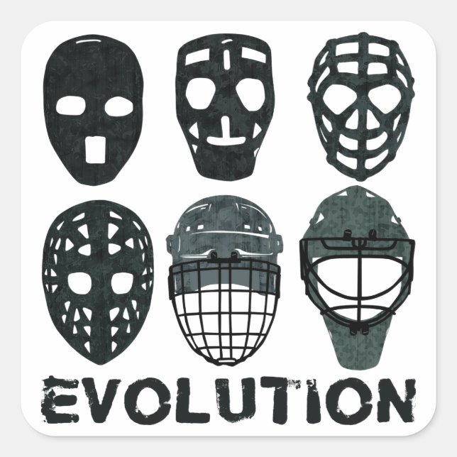 Adesivo Quadrado Evolução de Máscara de Hockey Goalie (Frente)