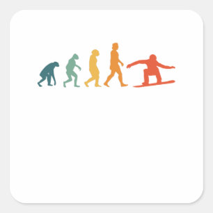 Adesivo Quadrado Evolução do Snowboard Retro Snowboarder Winter