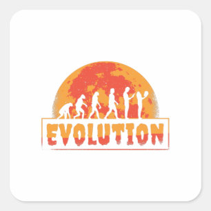 Adesivo Quadrado Evolução Engraçada de Macaco para Zumbi
