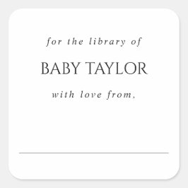 Adesivo Quadrado Ex libris de Churrasco de Bebê Minimalista Moderno