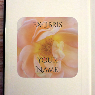 Adesivo Quadrado Ex-libris do Livro Rosa Cor de Pêssego