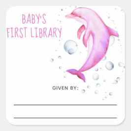 Adesivo Quadrado Ex-libris náutico em aquarela - chás de bebê