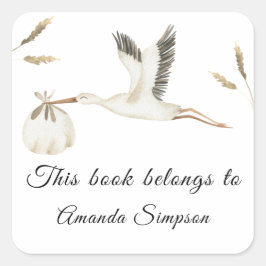 Adesivo Quadrado Ex-libris para chá de bebê, livros para bebê