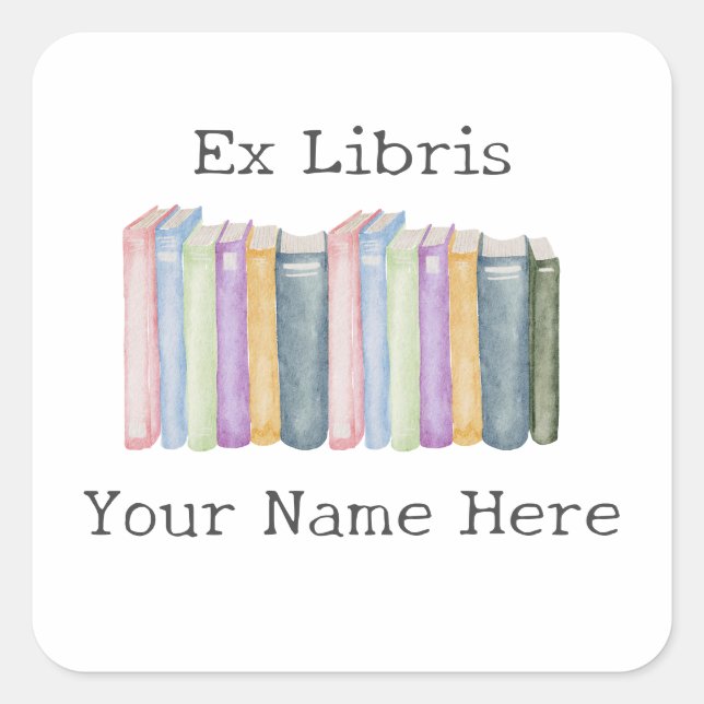 Adesivo Quadrado Ex Libris Pastel Bookplate (Frente)