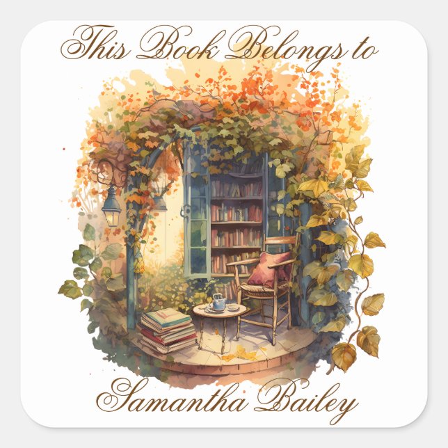 Adesivo Quadrado Ex Libris Personalizado Bookplate (Frente)