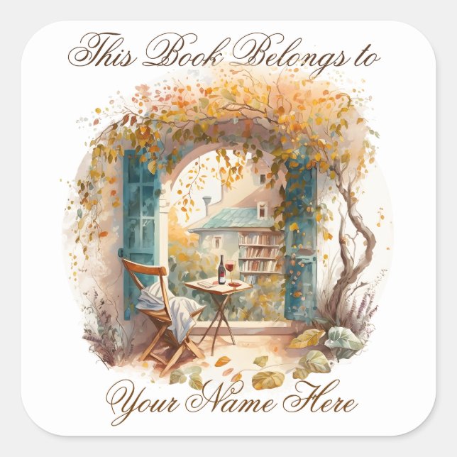 Adesivo Quadrado Ex Libris Personalizado Bookplate (Frente)