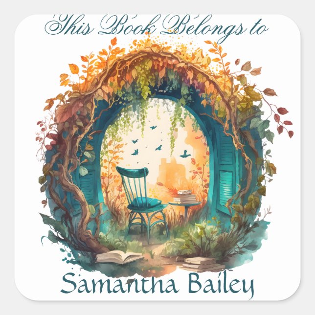 Adesivo Quadrado Ex Libris Personalizado Bookplate (Frente)