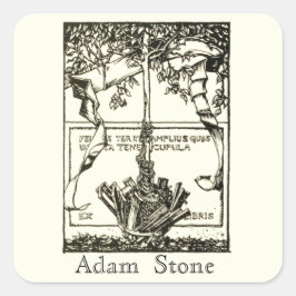Adesivo Quadrado Ex Libris Tree with Ribbon Sticker