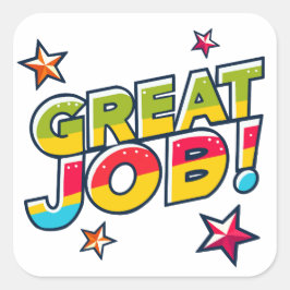 Adesivo Quadrado Excelente Colorido Carteiro para Professores/Sala