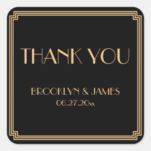 Adesivo Quadrado Excelente Gatsby Art Deco Black Dourado Wedkers