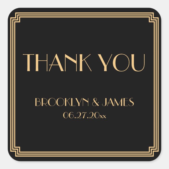 Adesivo Quadrado Excelente Gatsby Art Deco Black Dourado Wedkers (Frente)