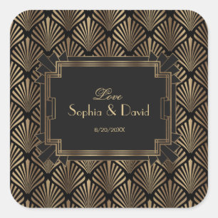 Adesivo Quadrado Excelente Gatsby Art Deco Casamento de Glam Roarin